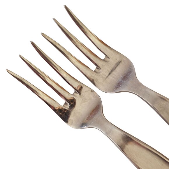 2 Elden Vintage Flower Cocktail Fork Stainless 5.5" Rose Midcentury Colonial Sty - Picture 4 of 8